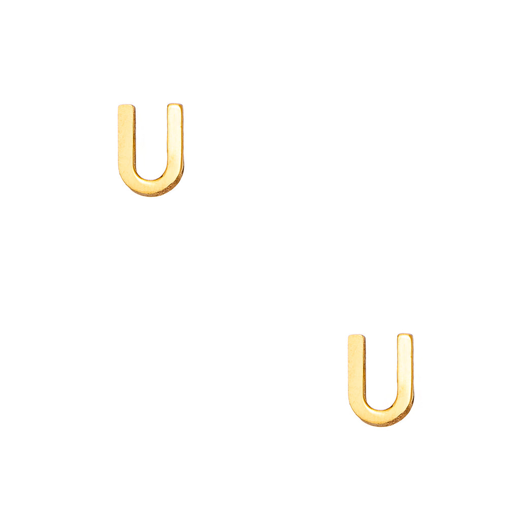 14K Single Letter Stud Earrings - Customizable