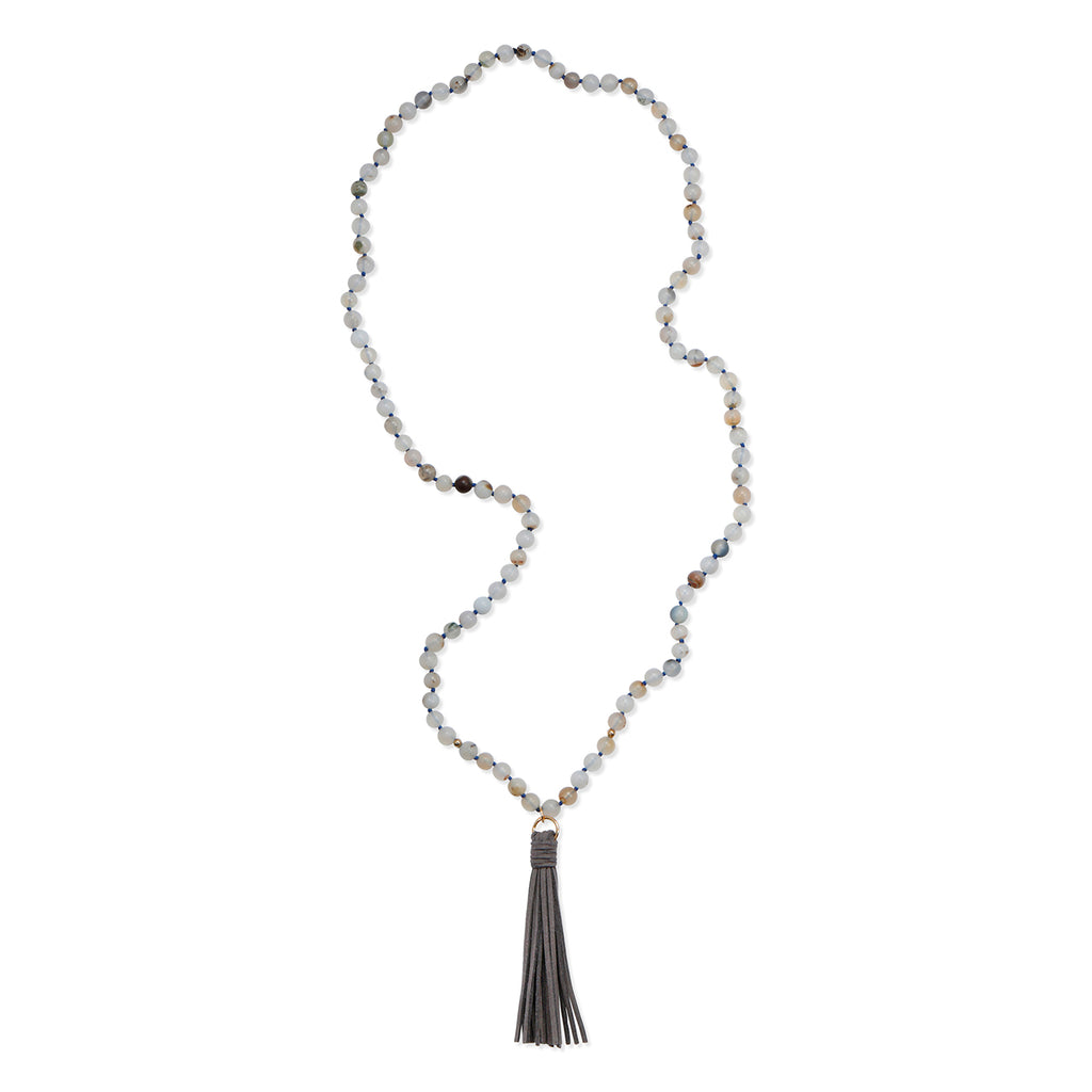 Talulah Belle Suede Tassel Gemstone Necklace