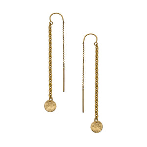 Tiny Coin Chain Thread Thru Earrings
