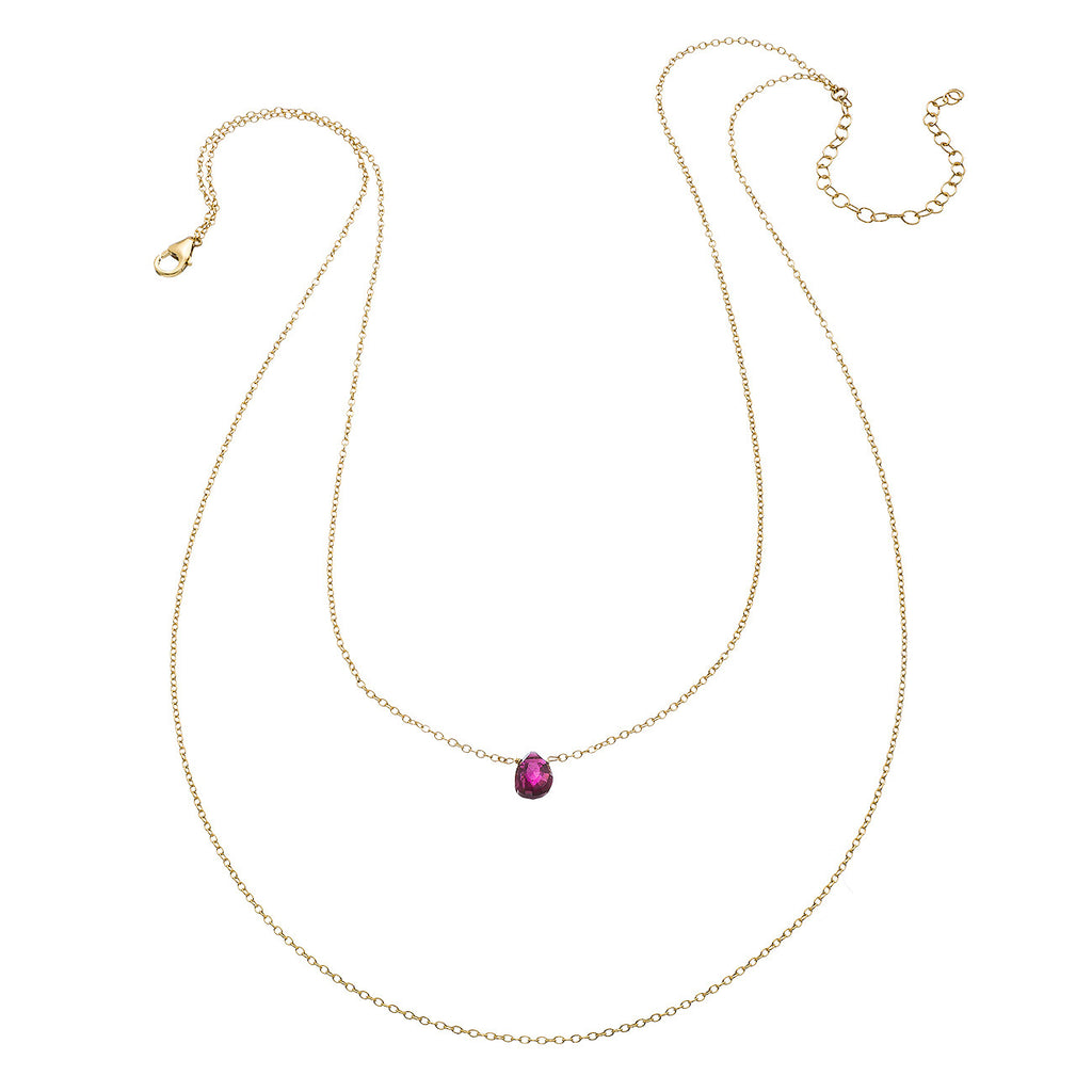 Tiny Gemstone Drape Necklace