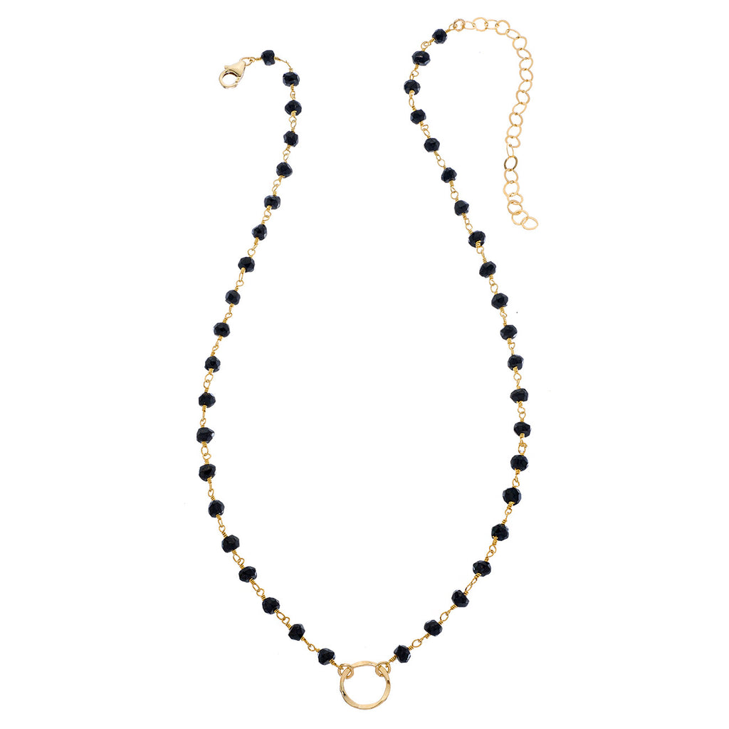 4mm Gemstone Tiny Hammered Circle Necklace