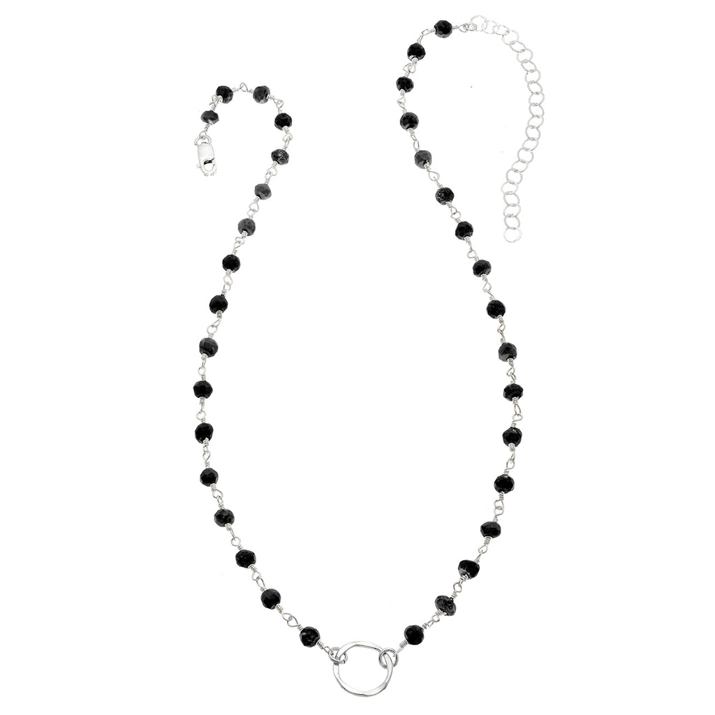 4mm Gemstone Tiny Hammered Circle Necklace