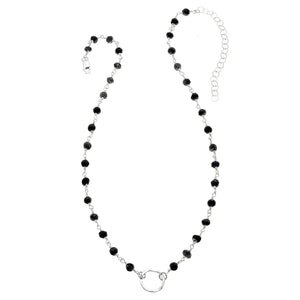 4mm Gemstone Tiny Hammered Circle Necklace