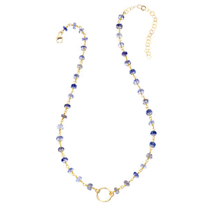 4mm Gemstone Tiny Hammered Circle Necklace