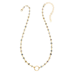 4mm Gemstone Tiny Hammered Circle Necklace