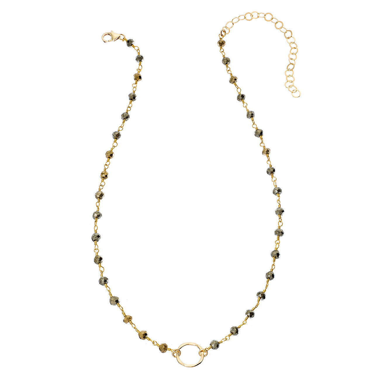 4mm Gemstone Tiny Hammered Circle Necklace