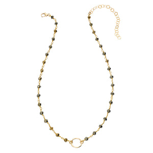 4mm Gemstone Tiny Hammered Circle Necklace