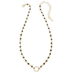 4mm Gemstone Tiny Hammered Circle Necklace