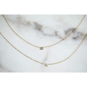 14K - Tiny Block Initial Necklace - Customizable