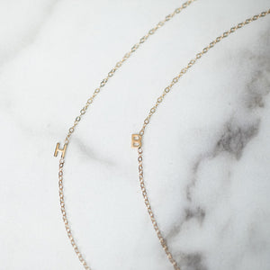 14K - Tiny Block Initial Necklace - Customizable