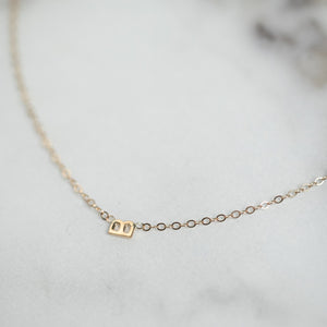 14K - Tiny Block Initial Necklace - Customizable