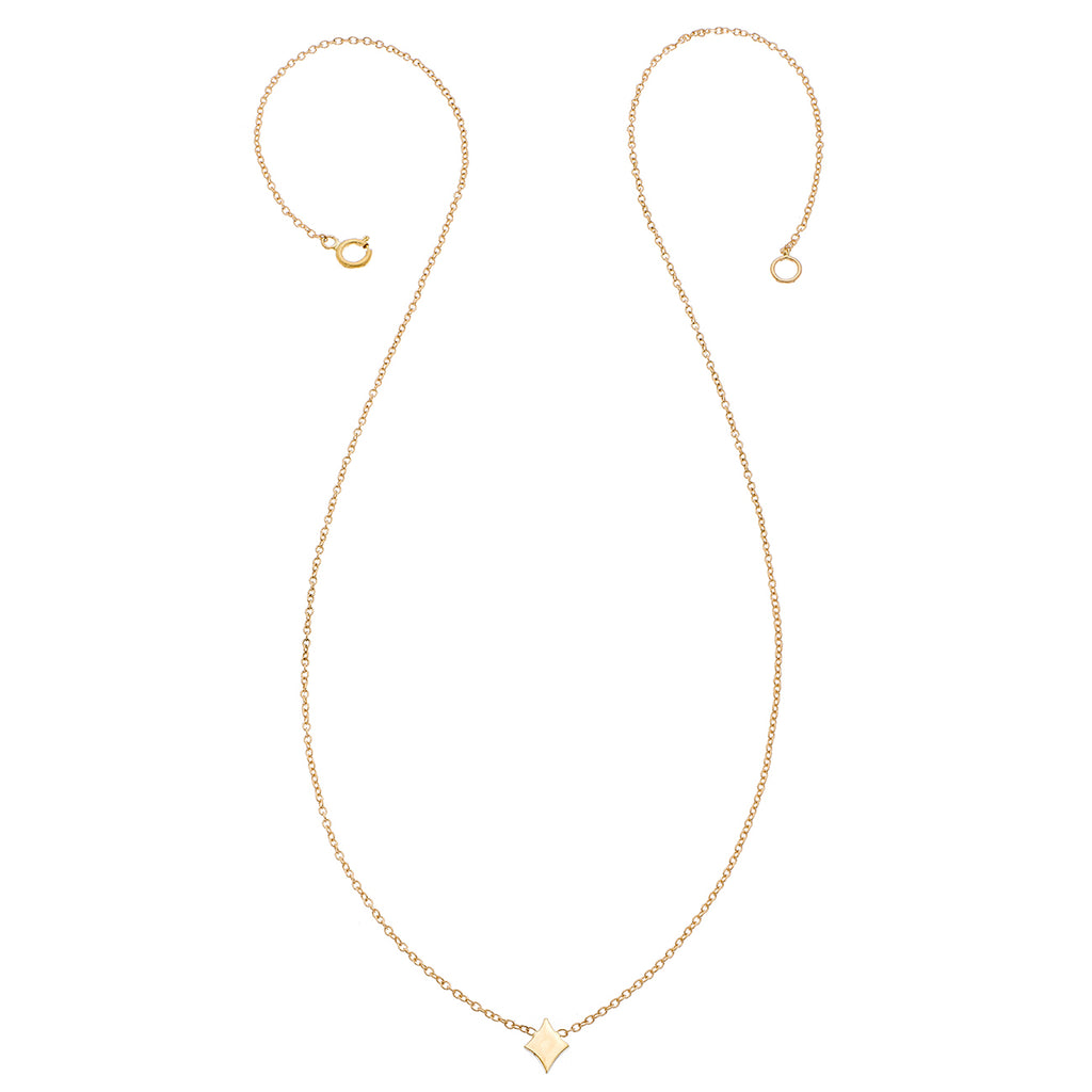 14K - Tiny Love Necklace - Playing Card Diamond