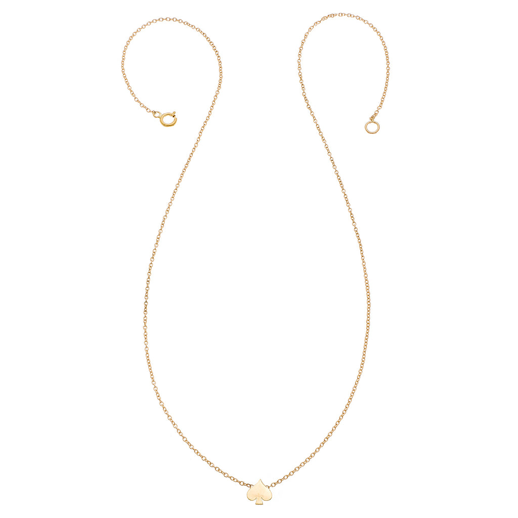 14K - Tiny Love Necklace - Playing Card Spade