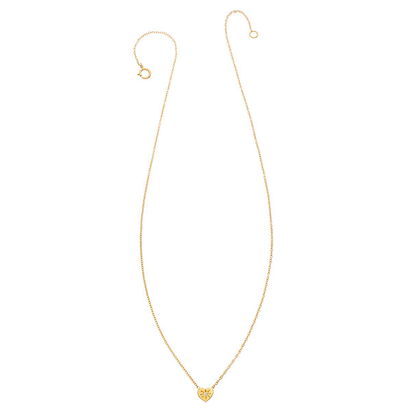 14K- Tiny Love Heart Necklace with Precious Stone