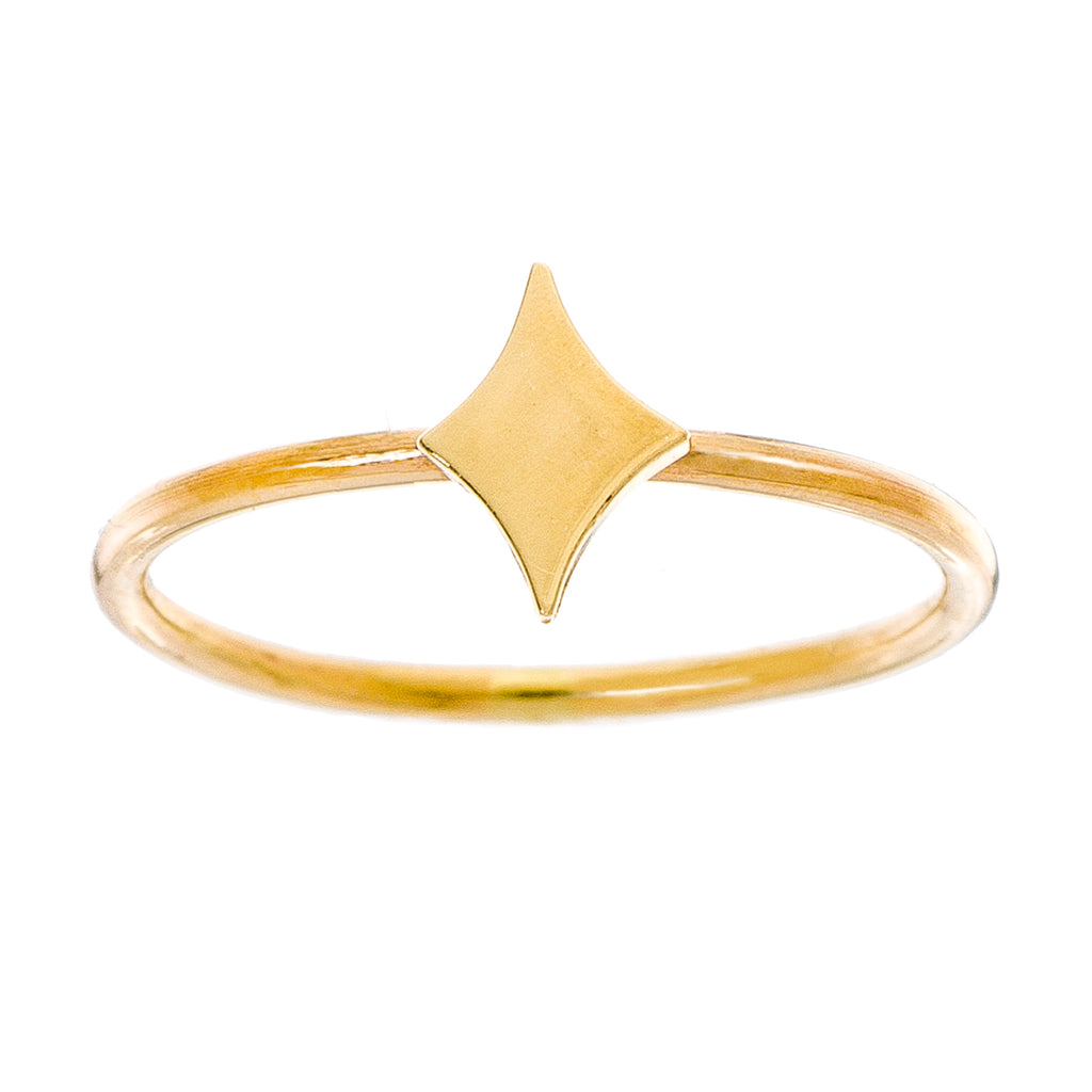 14K - Tiny Love Ring - Playing Card Diamond