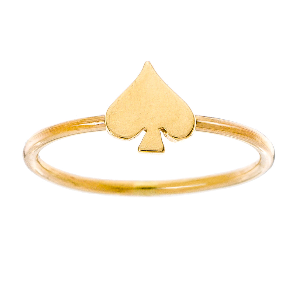 14K - Tiny Love Ring - Playing Card Spade