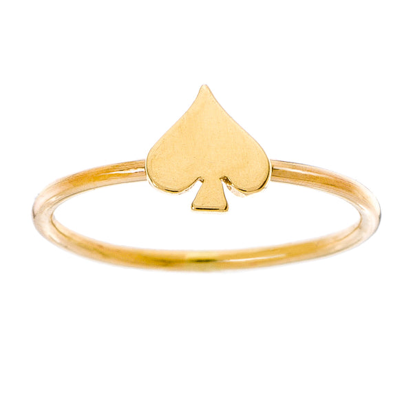 14K - Tiny Love Ring - Playing Card Spade