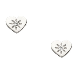 14K - Tiny Love Stud Earring with Precious Stone