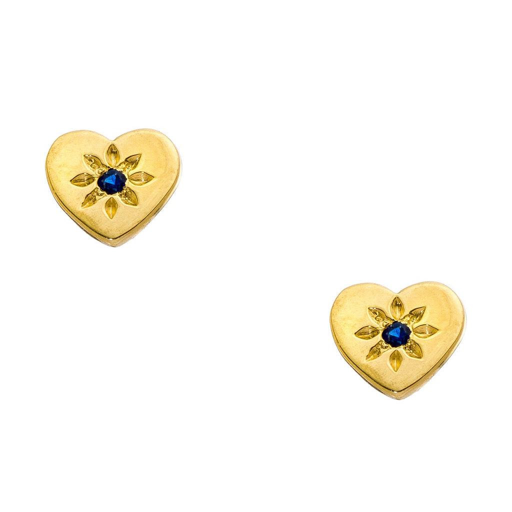 14K - Tiny Love Stud Earring Single - Heart (with stone)
