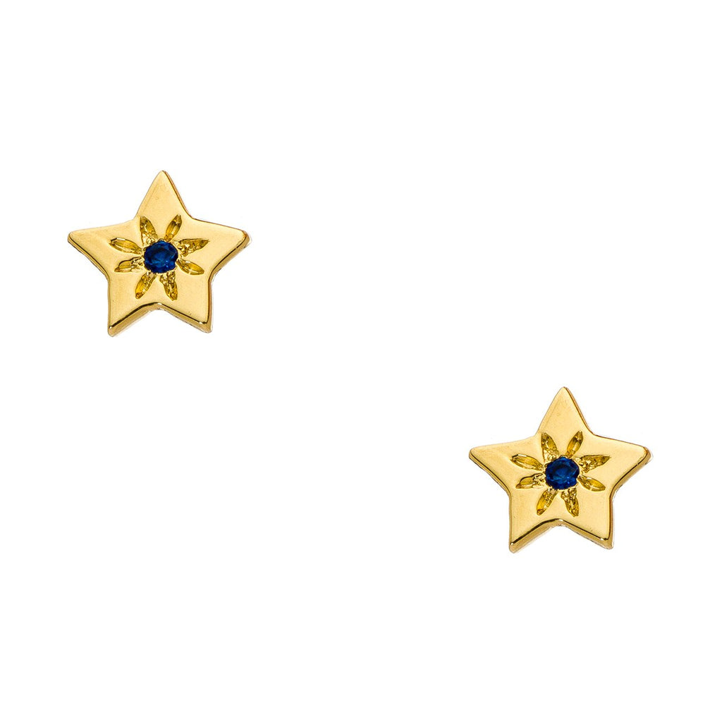 14K - Tiny Love Stud Earring Single - Star (with stone)