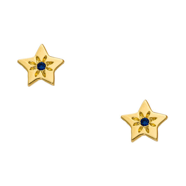 14K - Tiny Love Stud Earring Single - Star (with stone)