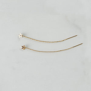 14K - Tiny Love Stud Thread Thru Earring Single – Star with Precious Stone
