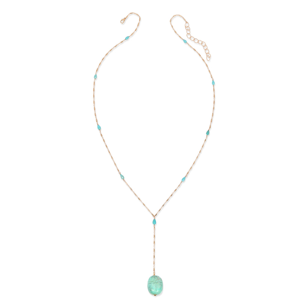 Turquoise Scareb Y Necklace