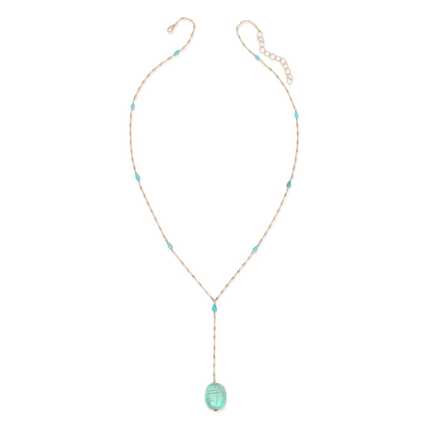 Turquoise Scareb Y Necklace