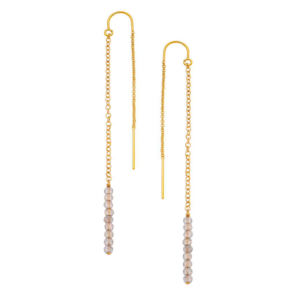 Extra Tiny Gemstone Thread Thru Earrings