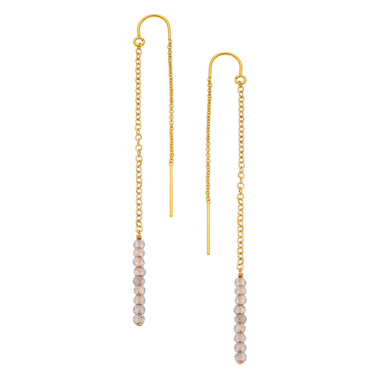Extra Tiny Gemstone Thread Thru Earrings