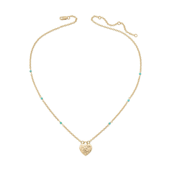 Hammered Padlock Small Heart Necklace