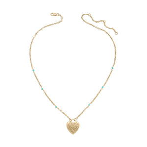 Hammered Heart Padlock Necklace - Large Heart