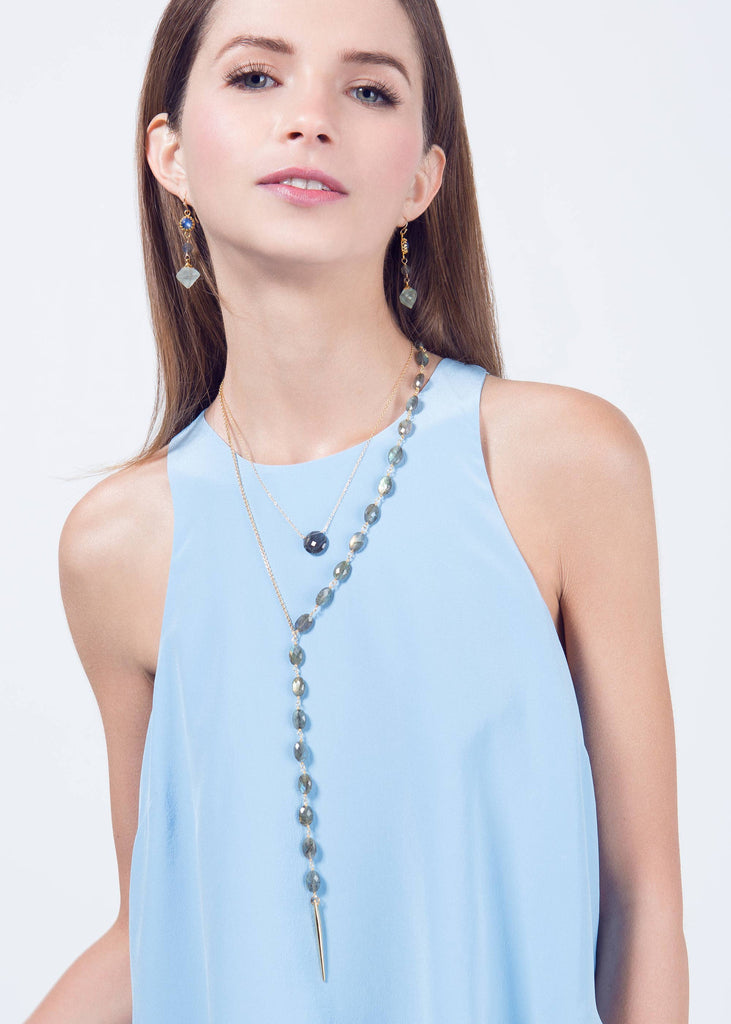 Faceted Layering Coin Gemstone Necklace