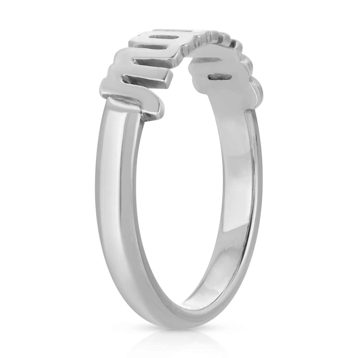 Script Ring with Comfort Band - Customizable (14K White Gold)